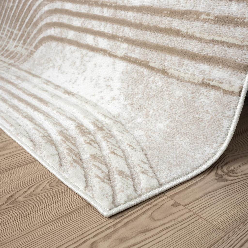 Abani Cream Area Rug for Living Room, Bedroom -Mid-Century Modern- 5' x 8' -Durable & Easy to Clean