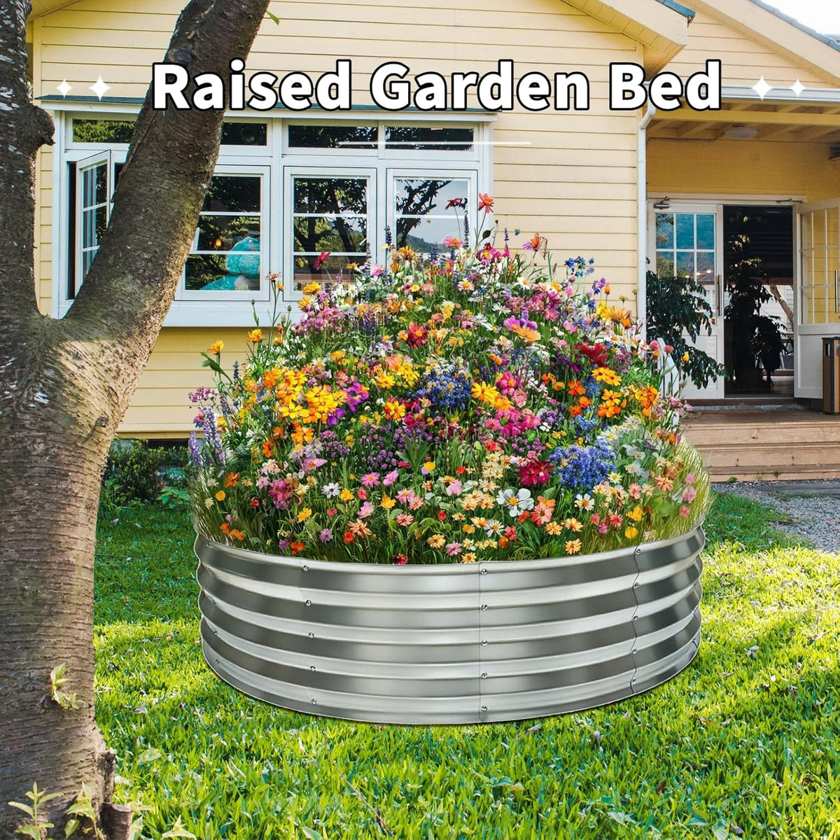 60 Inch Large Round Fire Pit Ring, Galvanized Steel Outdoor Bonfire Ring for Backyard & Camping, Sturdy, Rust-Proof & Easy to Install (5×5×1 FT)
