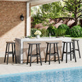 NUNU LAB Polywood Saddle-Seat Counter Height Bar Stools for Kitchen Island with Footrest, HDPE Waterproof Barstools for Outdoor/Indoor, 29-Inch Height, Black, Set of 2