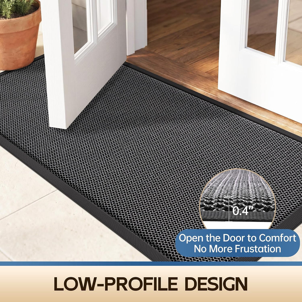 Amyracel Front Door Mat Outside Entrance, Dirt Trapper Mat 72" x 36", Gray