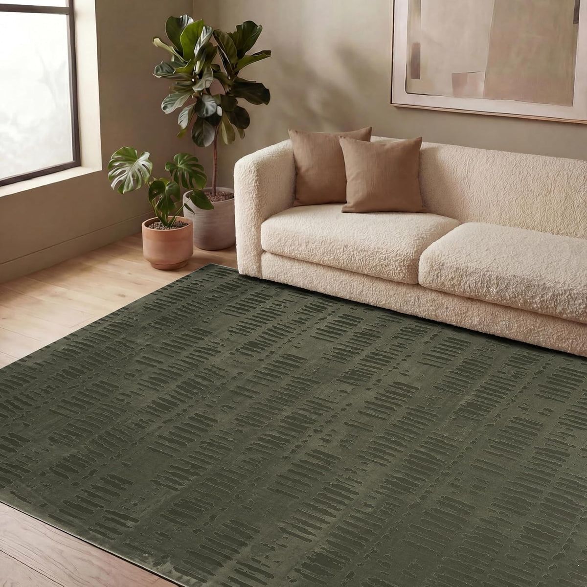 Revival Rugs Shell 7'x9' Area Rugs - Washable, Medium Pile, Green