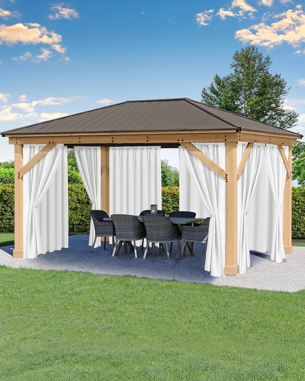 Outdoor Curtains for Patio Waterproof Rod Pocket 6 Pcs 54x95 Inch White