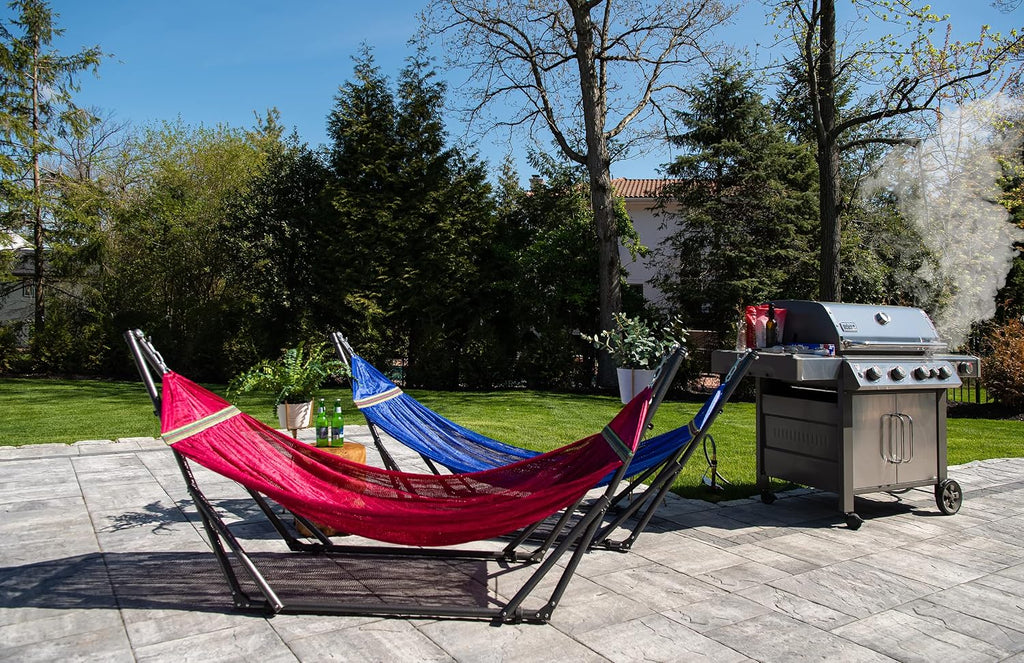 Best Home Fashion Portable Hammock with Collapsible Steel Stand, 450 lbs Capacity, No Tools Assembly, Carrying Bag Included, Perfect for Indoor Outdoor Backyard Patio Camping Beach, Red