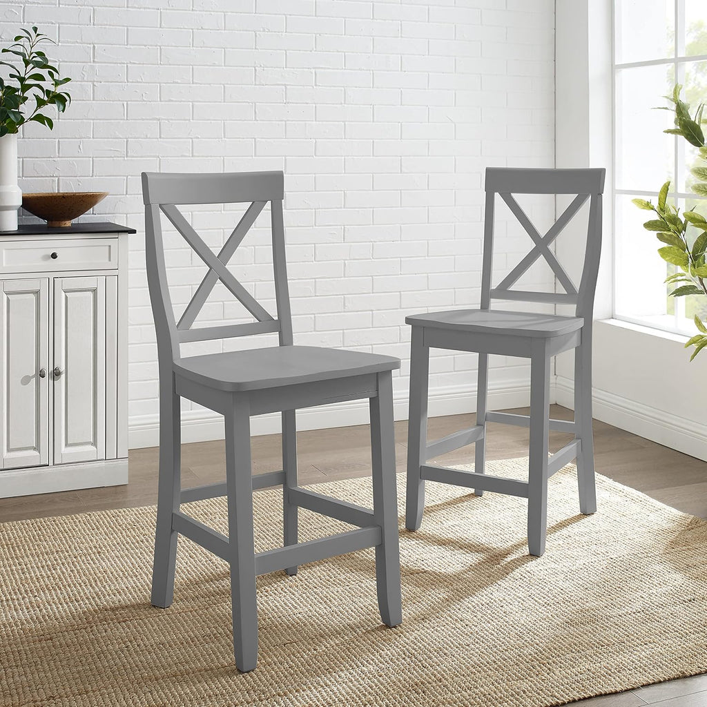 Crosley Furniture X-Back Wood Counter Stools, Set of 2, 24"