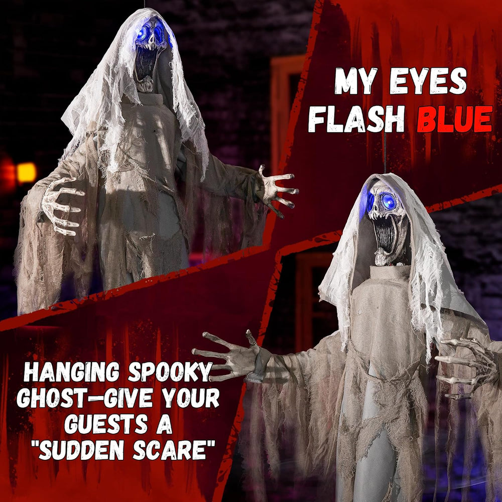 Halloween Animatronics Decorations Scary Hanging Ghost, 59'' Animated...