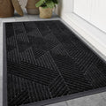 Smiry Front Door Mat Outside Entrance, Low Profile Rubber Doormat, 47x32