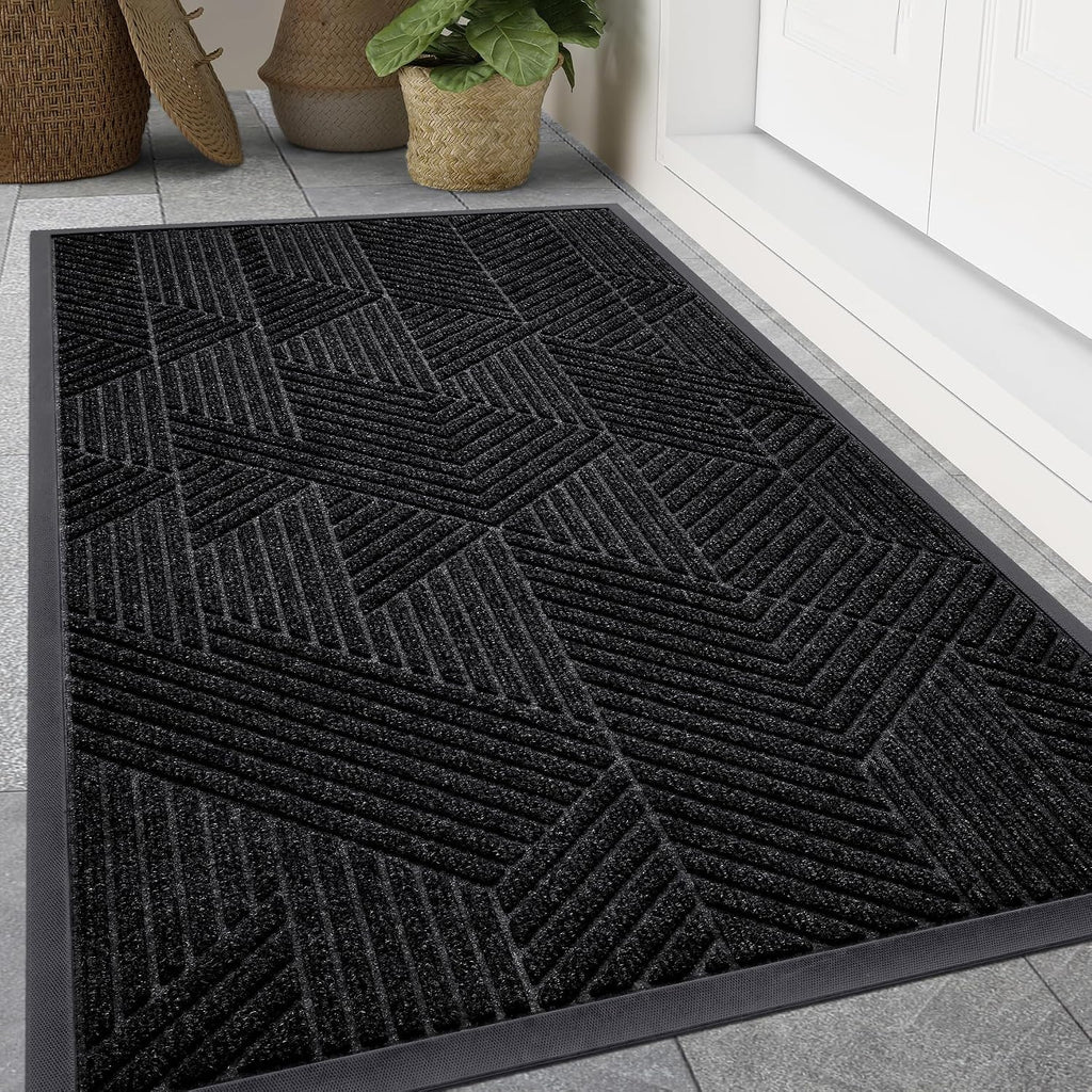Smiry Front Door Mat Outside Entrance, Low Profile Rubber Doormat, 47x23