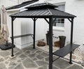 PURPLE LEAF Hardtop Grill Gazebo 6' x 8' Aluminum Frame Double Tier, Gray