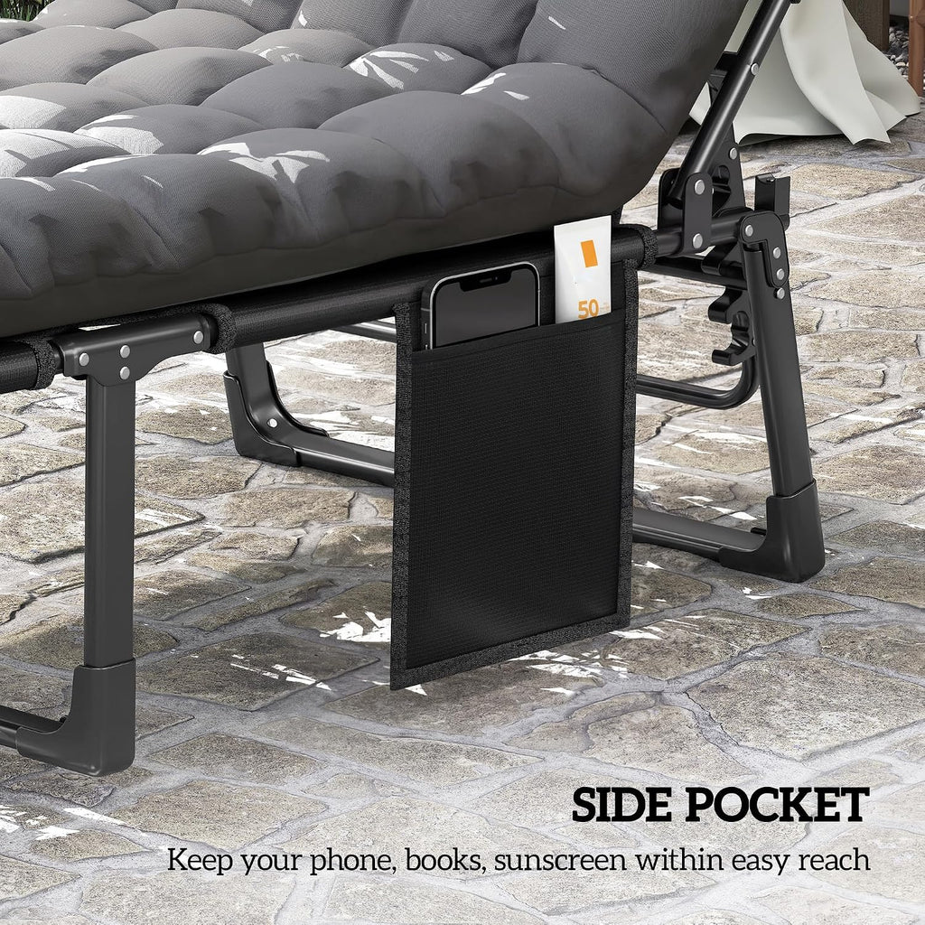 Outsunny Chaise Lounge Chair Outdoor 5-Level Back Dark Gray
