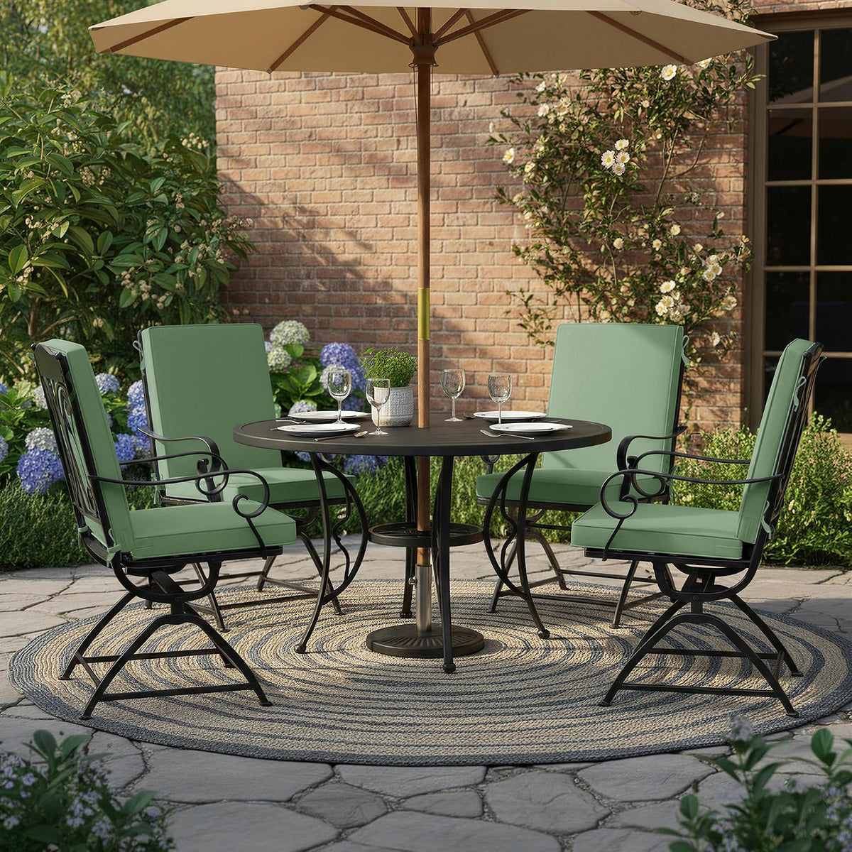 Summsun Patio Dining Chair Cushions 4-Pack, 20 x 20 Inch, Sage Green