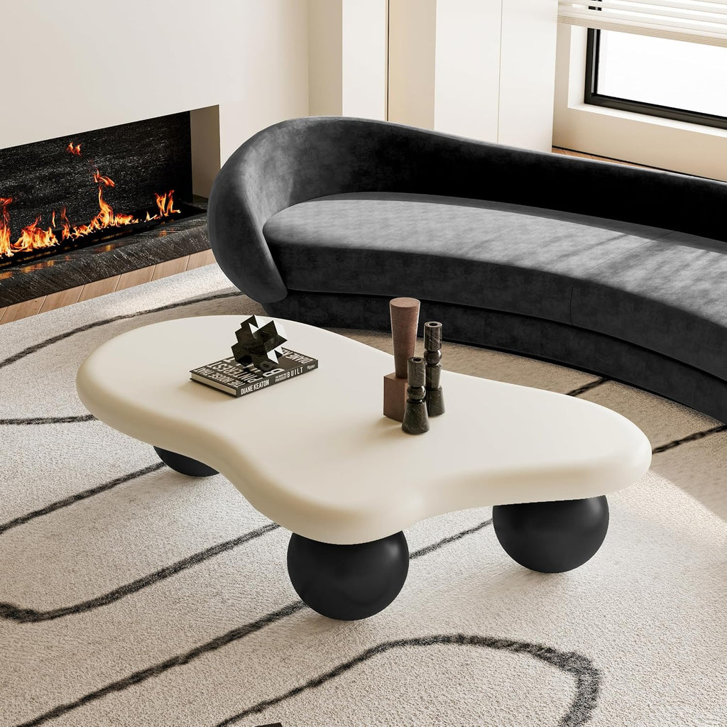 40" Modern Coffee Table Cloud Shape Low Center Table Cute Irregular