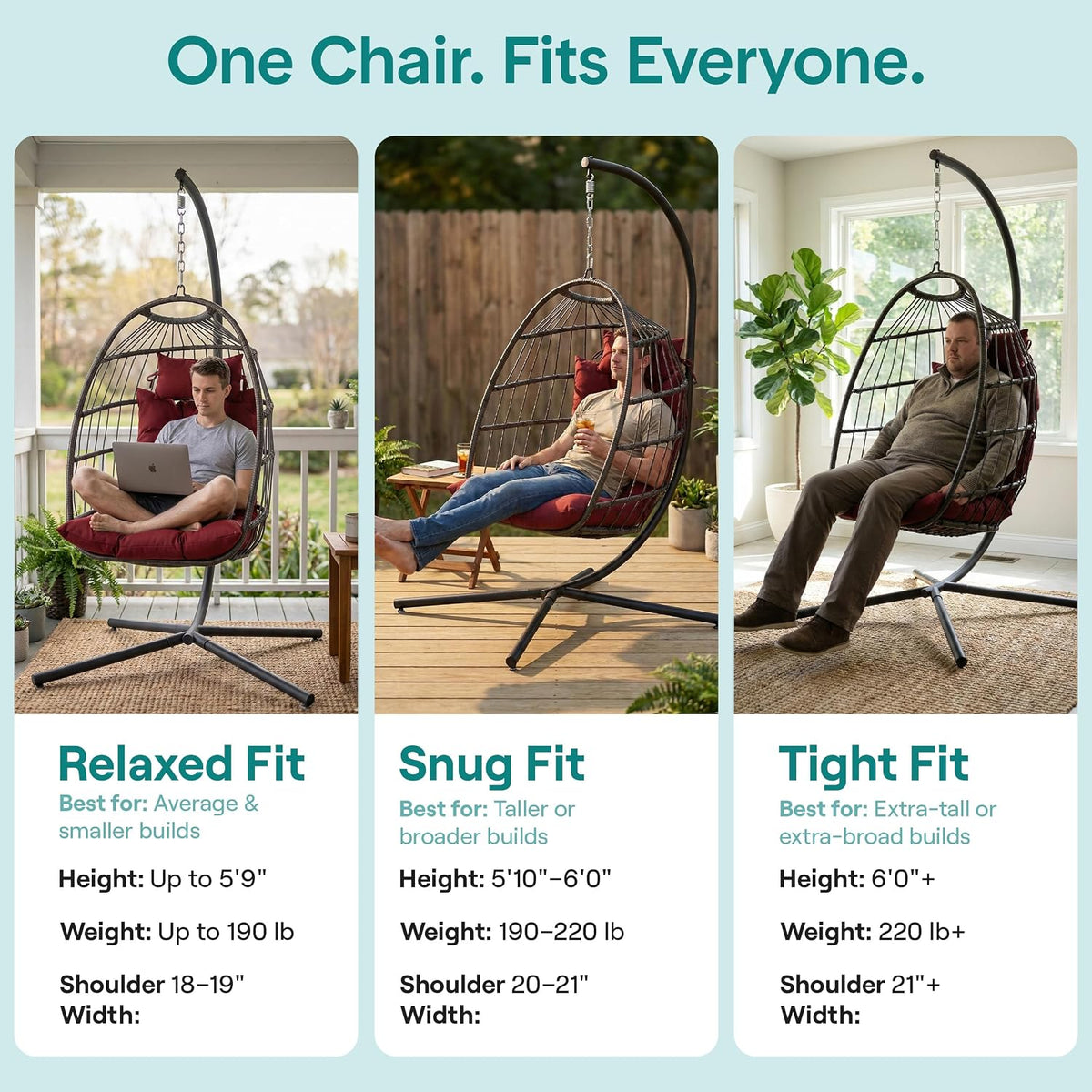 serenelife hanging egg chair with stand | foldable, close-up detail