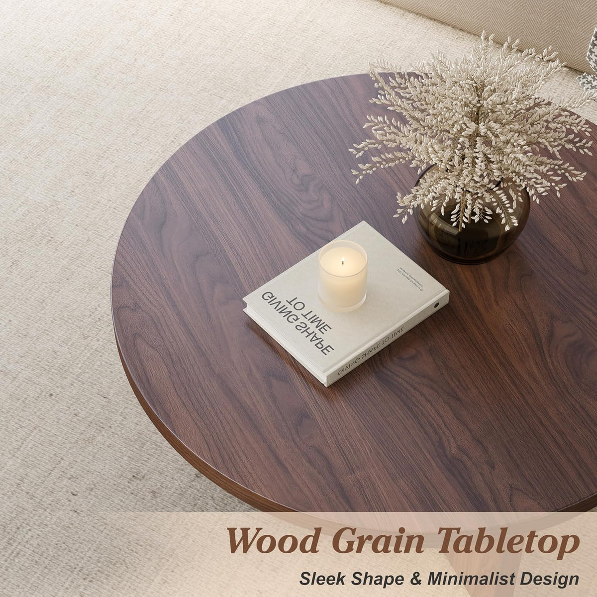 Round Coffee Table, 31.5" Mid Century Modern Center Tables for Living Room