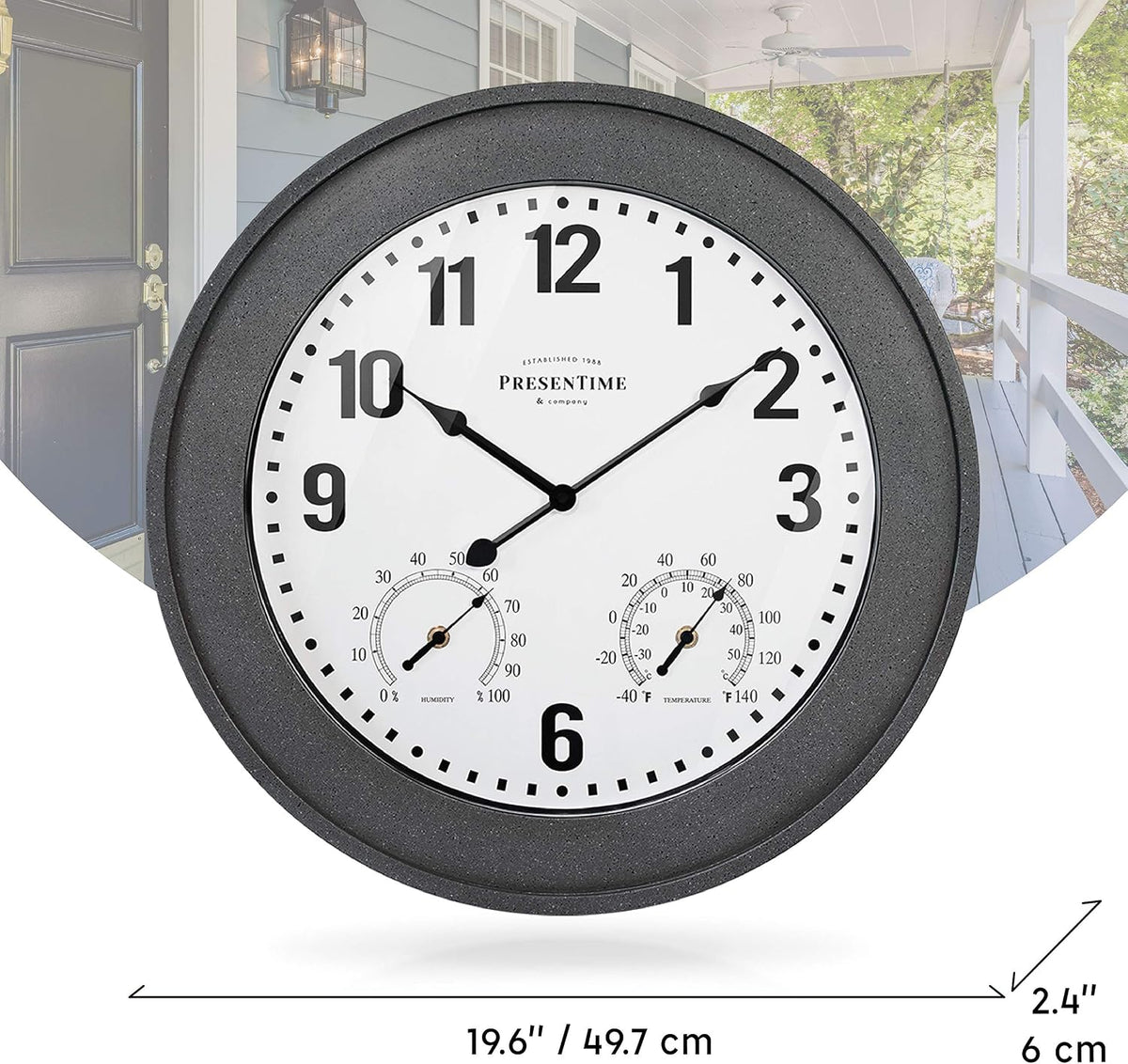 Presentime 20" Bradford in/Outdoor Farmhouse Clock