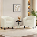 Yaheetech Accent Chairs Set of 2, Corduroy Barrel Armchairs Beige