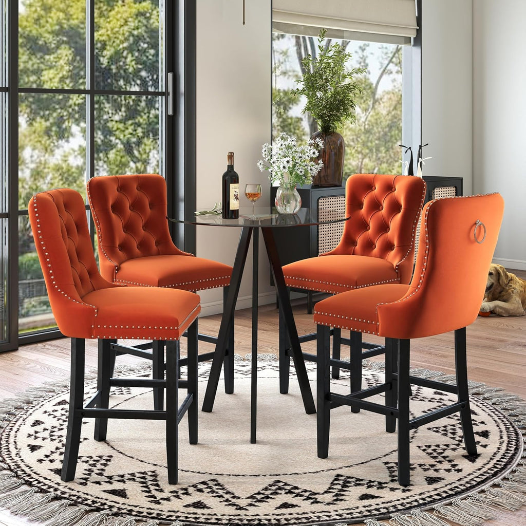 Round Bar Table, 37.4" High Pub Table, 31" Small Cocktail Table with Metal Base & Glass Top, for Small Spaces, Bistro Pub, Cafe(Black)