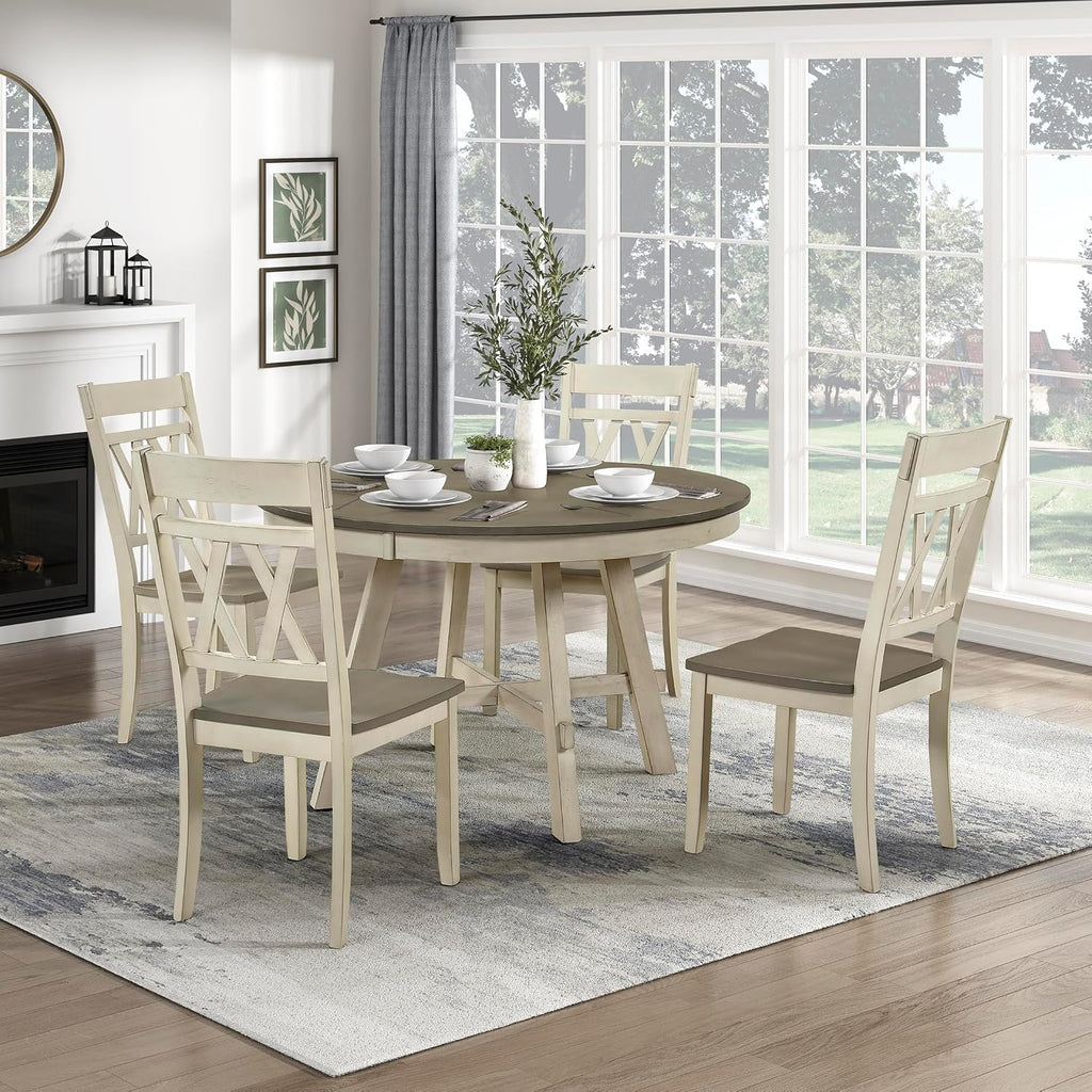 Lexicon Wood Dining Chair, Set of 2,Greywash/Antique White