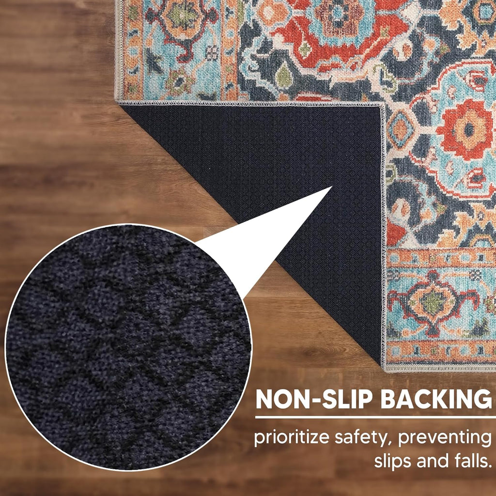 Keen Home Design Vintage Washable Area Rug, Non-Slip Low Pile, 4x6