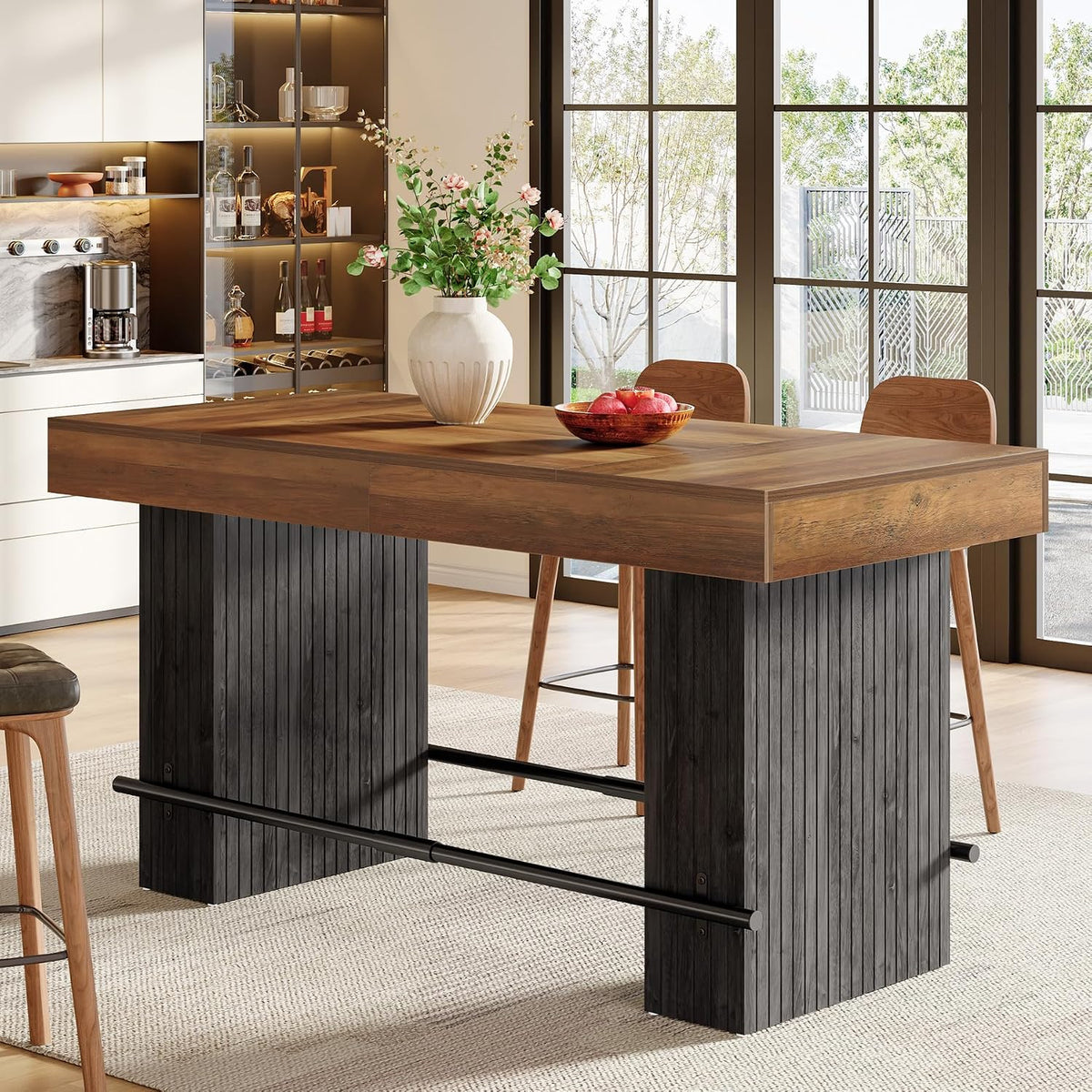 Tribesigns 62.2" Dining Table for 4-6, Counter Height Kitchen Table