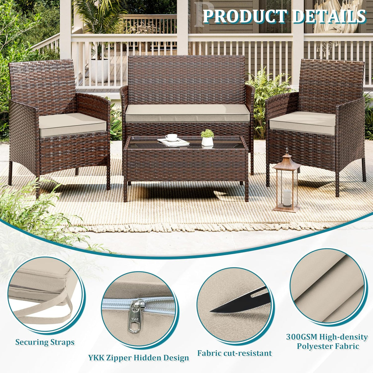 3 Pack Outdoor Patio Cushions Replacement Covers Waterproof