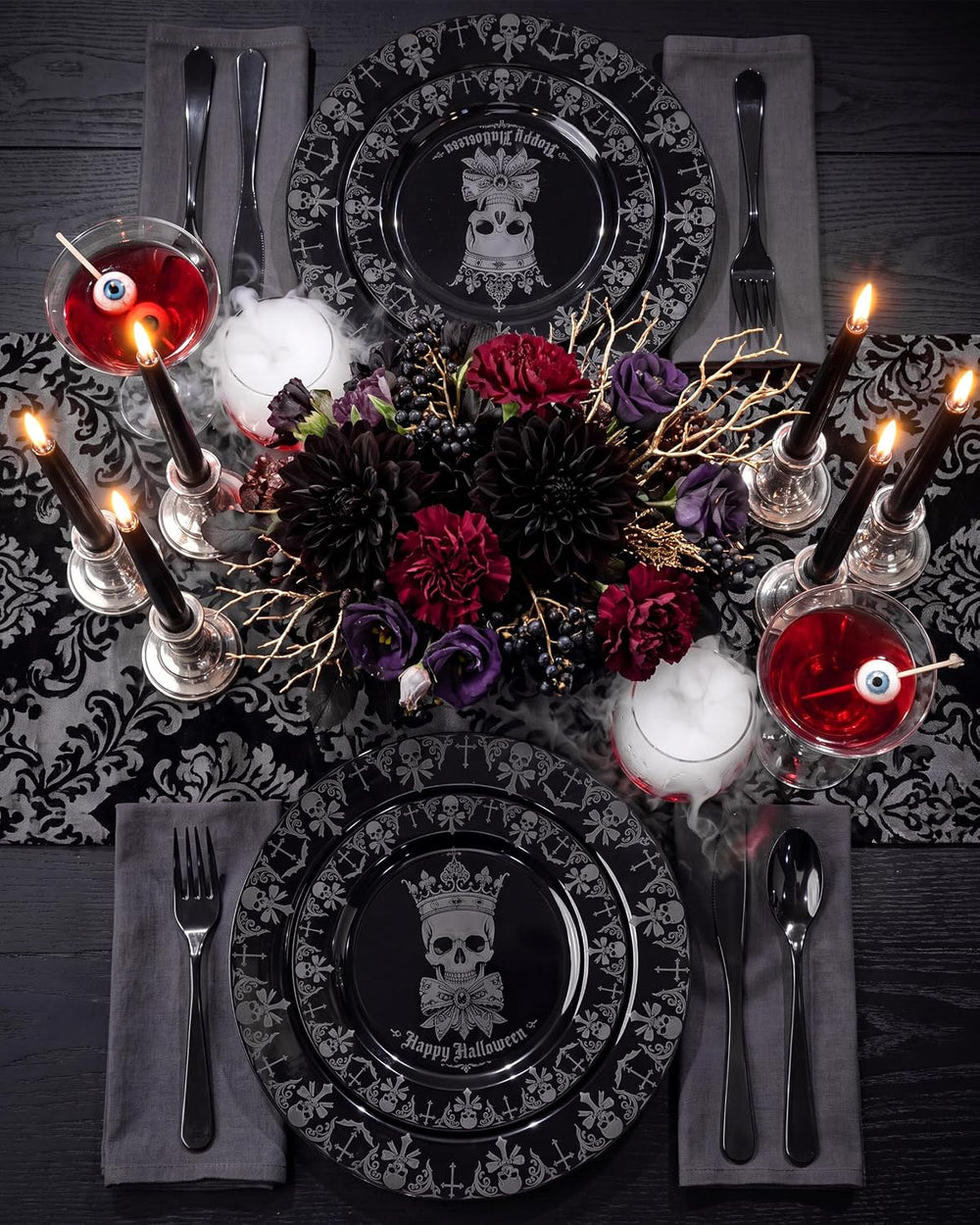 Hioasis Halloween Plastic Plates, 40-Pack, BPA-Free Heavy-Duty