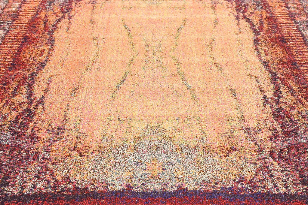 Unique Loom Estrella Collection Rustic, Distressed, Modern, Abstract Area Rug (7' 0 x 10' 0 Rectangular, Orange/Black)