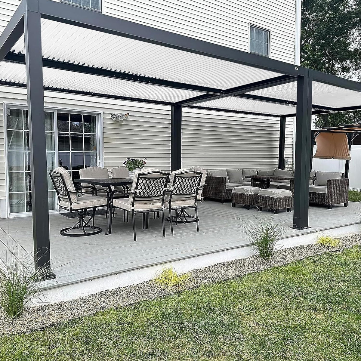 PURPLE LEAF Outdoor Pergola 11' x 13' Hardtop Pergola w/Independent Roof