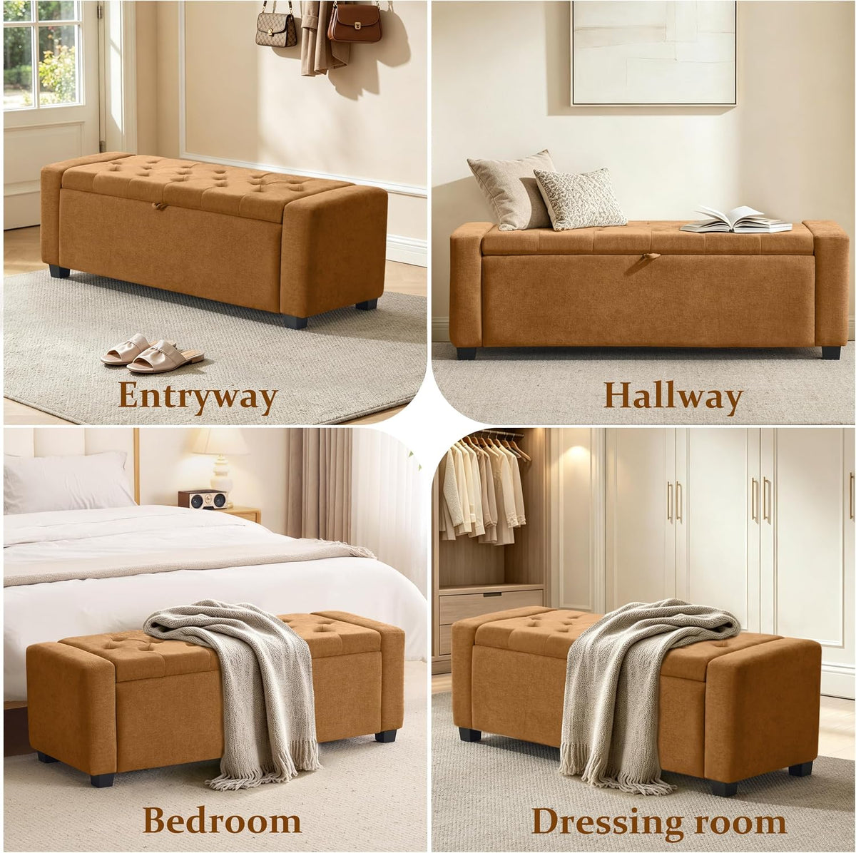 Royal Windsor Ottoman with Storage,Tufted Storage Bench for Bedroom