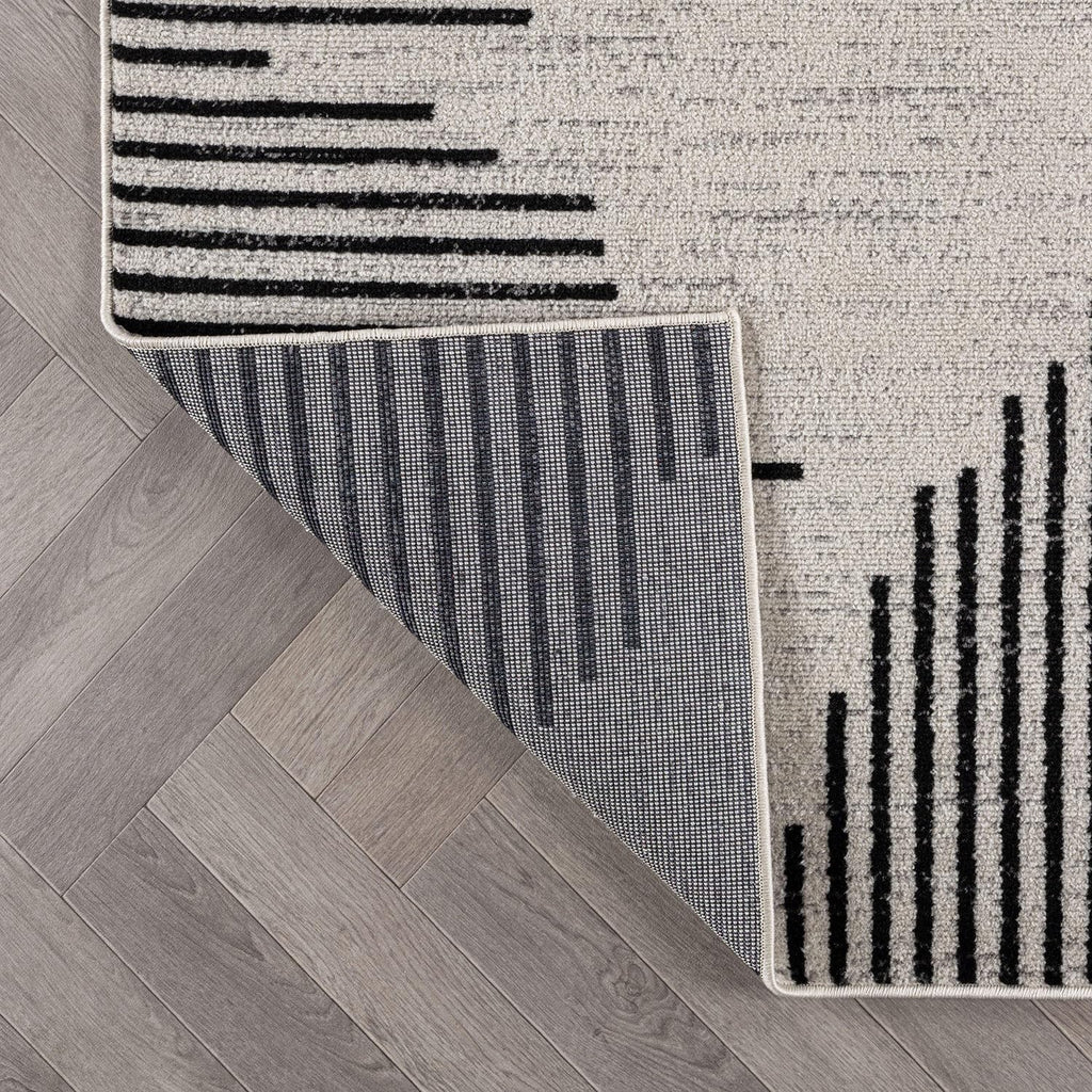 Modern Abstract Indoor Runner Rug Cream 2'3" x 12'