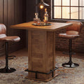 Tribesigns Square Bar Height Table, 39.4" H Counter Height Pub Table, High Top Kitchen Bar Table with Footrest, for Dining Room, Kitchen, Restaurant, Cafe, Pub, Rustic Brown