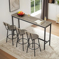 Tmsan 63" L Bar Table and Chairs Set for 3, 4 Piece Long Rectangle Pub Bistro Dining Table Set with 3 PU Upholstered Bar Stools, Counter Height for Kitchen Restaurant