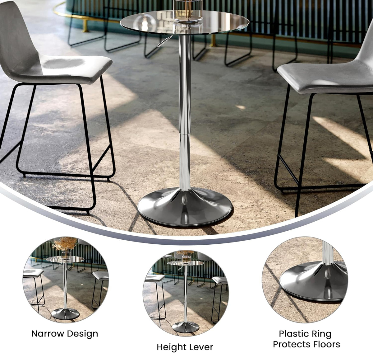 Flash Furniture 23.5 in Glass Adjustable Round Table