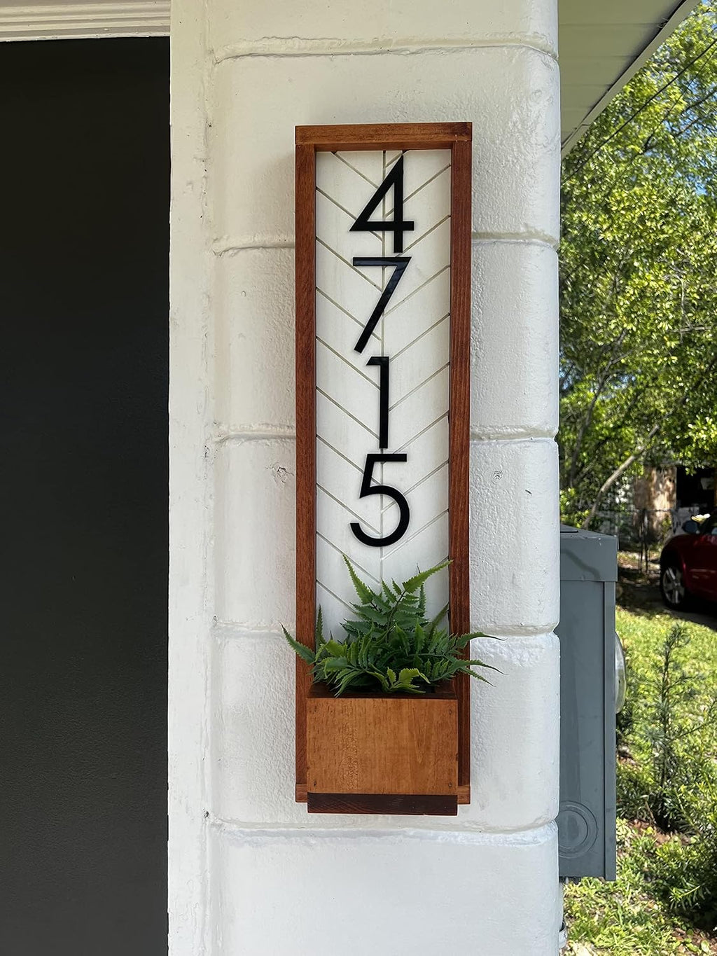 Fairview Customizable Vertical Address Sign Planter for your House, Vertical House Numbers Plaque for Outside Home, House Numbers Address Plaque, Modern House Number Sign, Waterproof Address Numbers