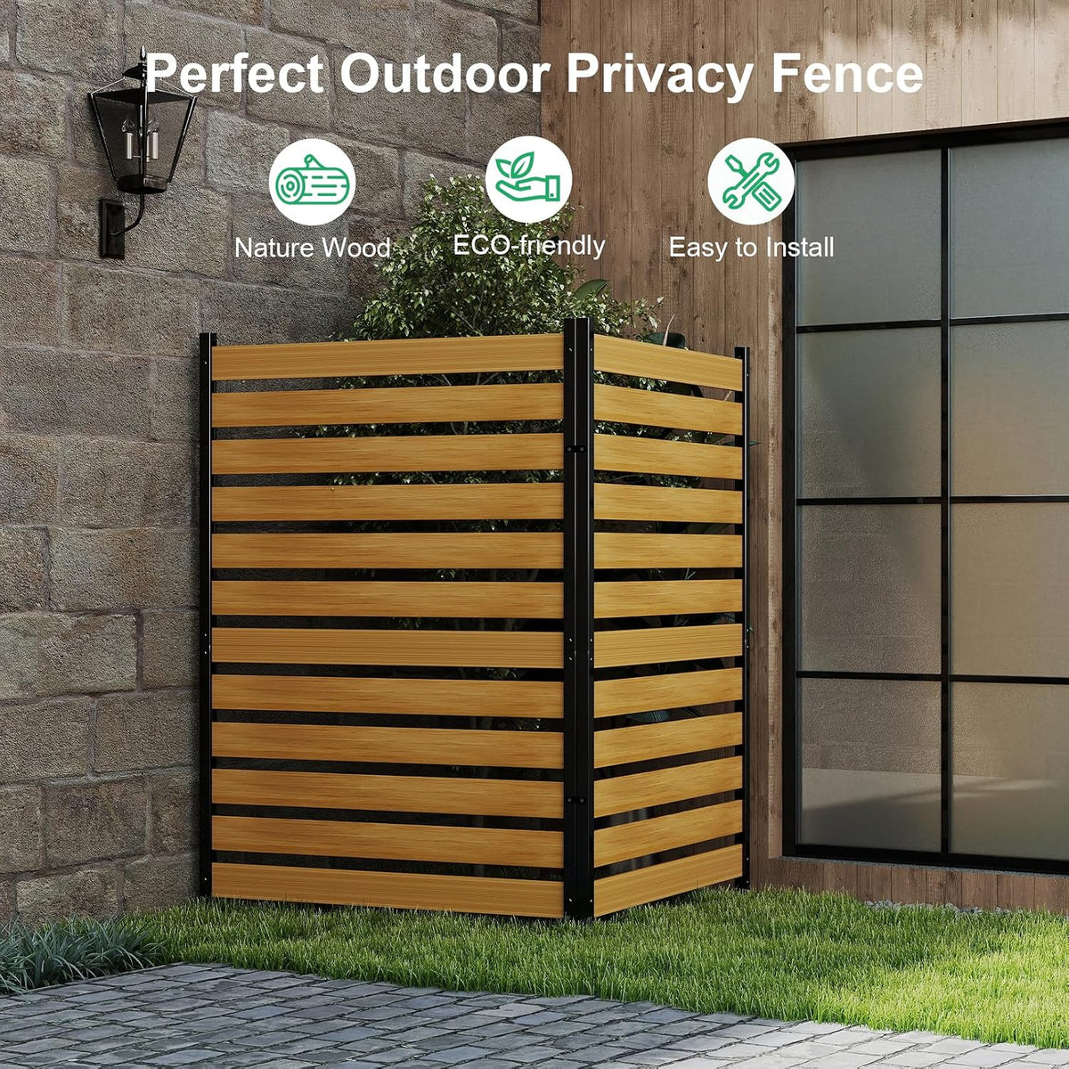 DoCred 38" W x 60" H Air Conditioner Fence, Wood Privacy Screen 1 Panel