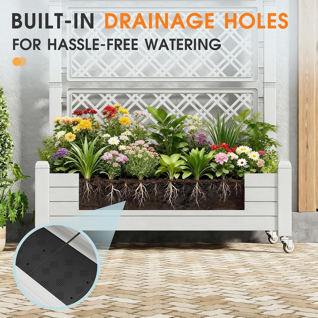 Elevated Raised Garden Bed with Wheels,Medium Ashen-61.2" h