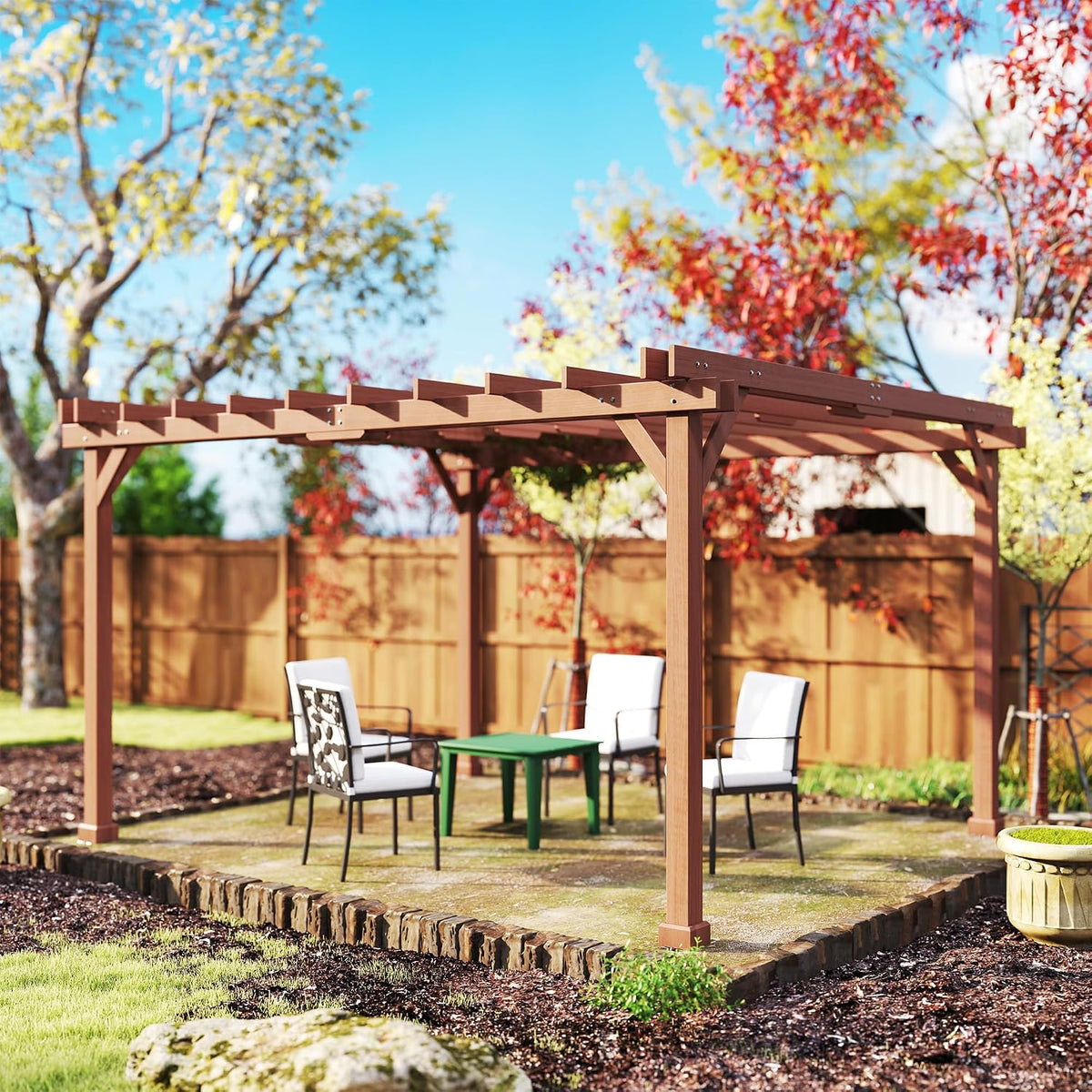 Outsunny 11' x 12.5' Outdoor Pergola, Wood Pergola Gazebo Grape Trellis