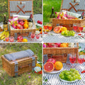 WICKERLAND Picnic Basket Set for 4 Persons w/Blanket & Insulated Cooler