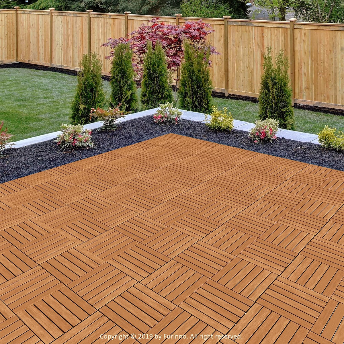 furinno fg181034 tioman floor decking wood tile, natural, close-up detail