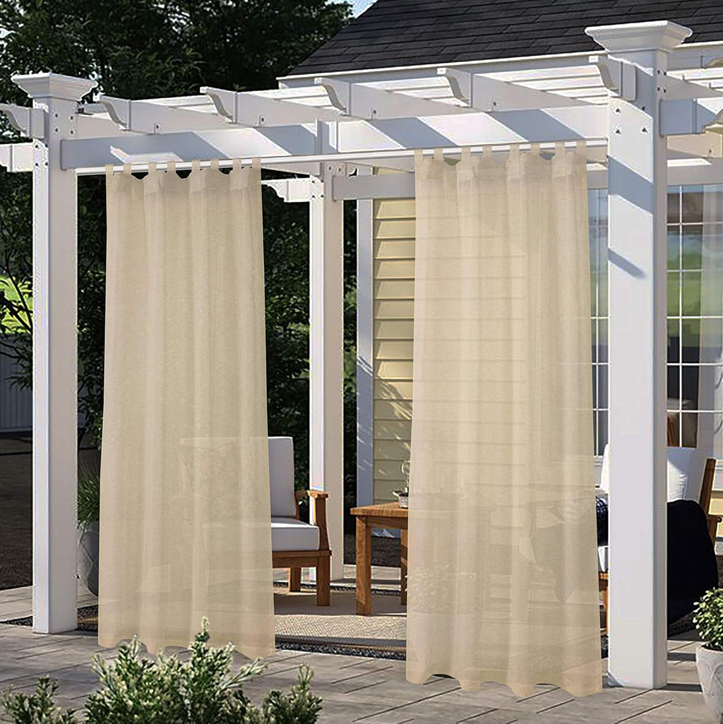 LORDTEX Burlap Linen Look Outdoor Curtains for Patio 2 Panels