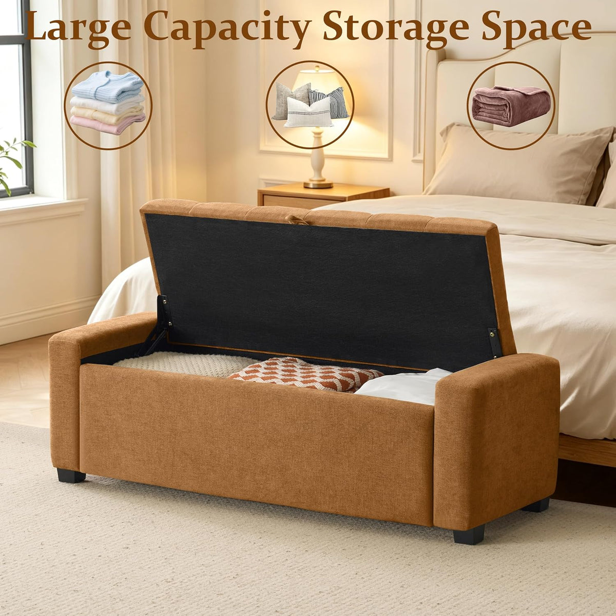 Royal Windsor Ottoman with Storage,Tufted Storage Bench for Bedroom