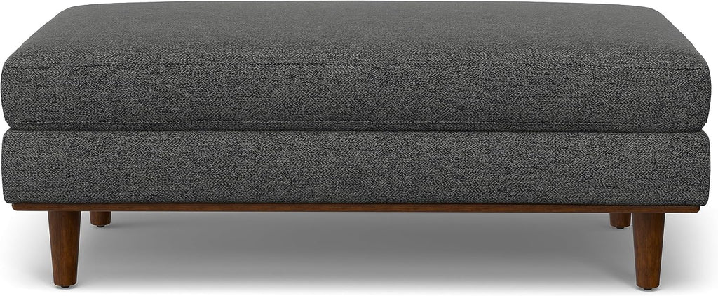 SIMPLIHOME Morrison 49" Wide Woven-Blend Fabric Ottoman in Charcoal Grey
