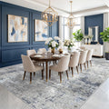 10x14 Area Rug for Living Room, Washable Modern Abstract Rug, Blue Grey
