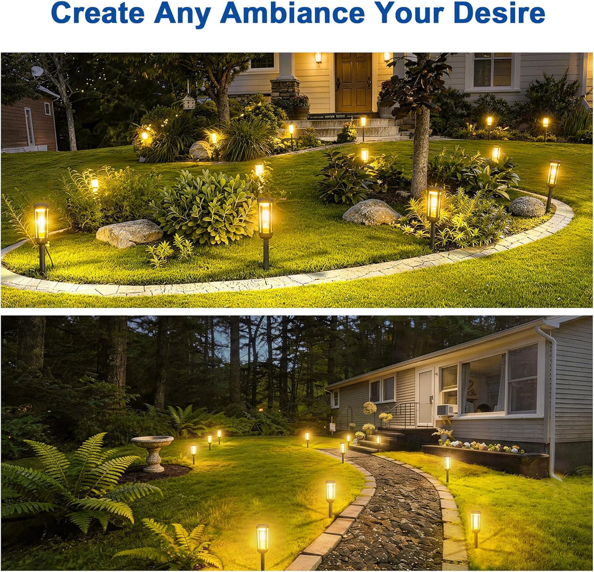 JEJOT Solar Pathway Lights Outdoor Waterproof, 8 Pack Solar Walkway Lights