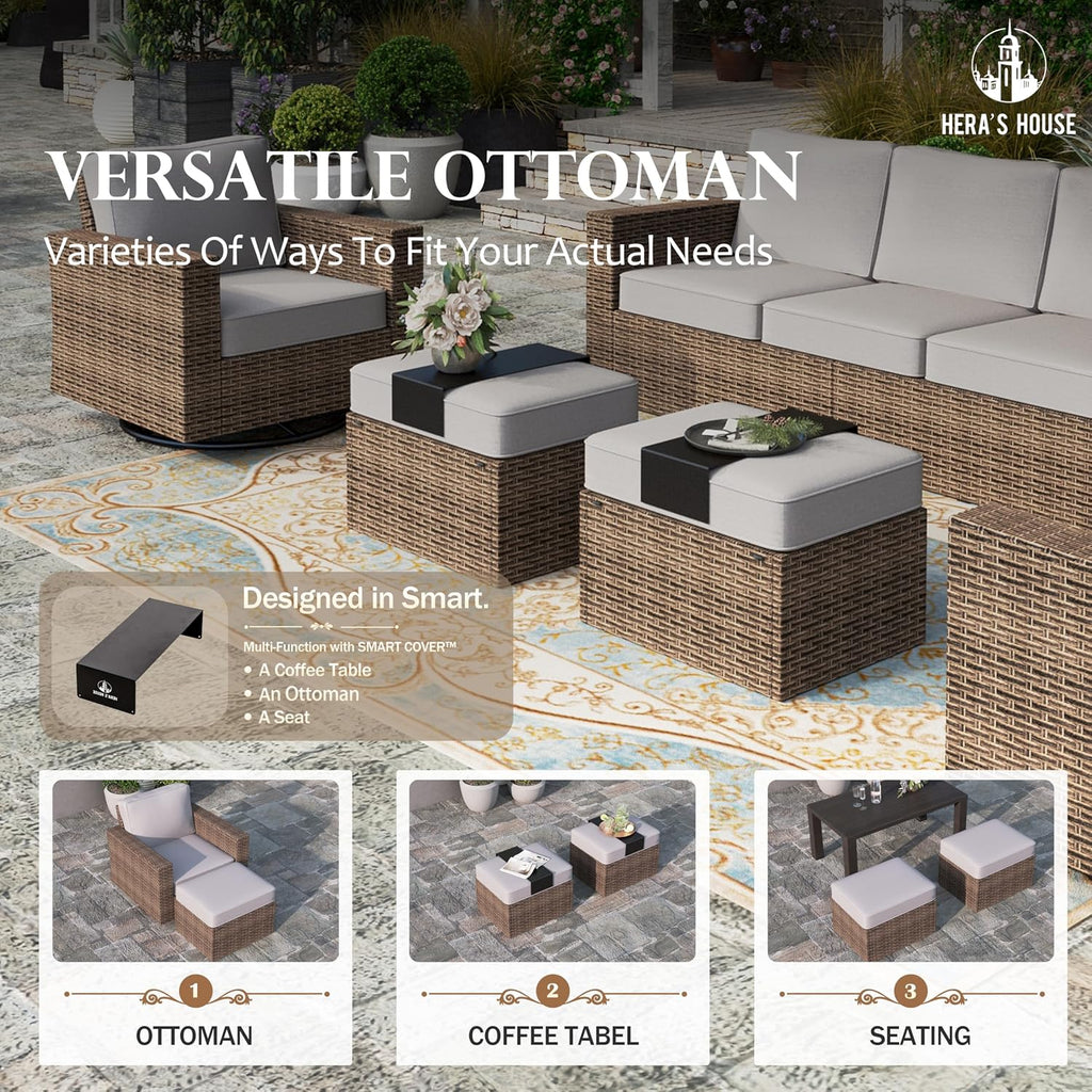 HERA'S HOUSE 6-Piece Patio Furniture Set with Wide Arm, Grey