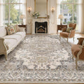 8x10 Area Rugs for Living Room: Washable Soft Brown Neutral Rug