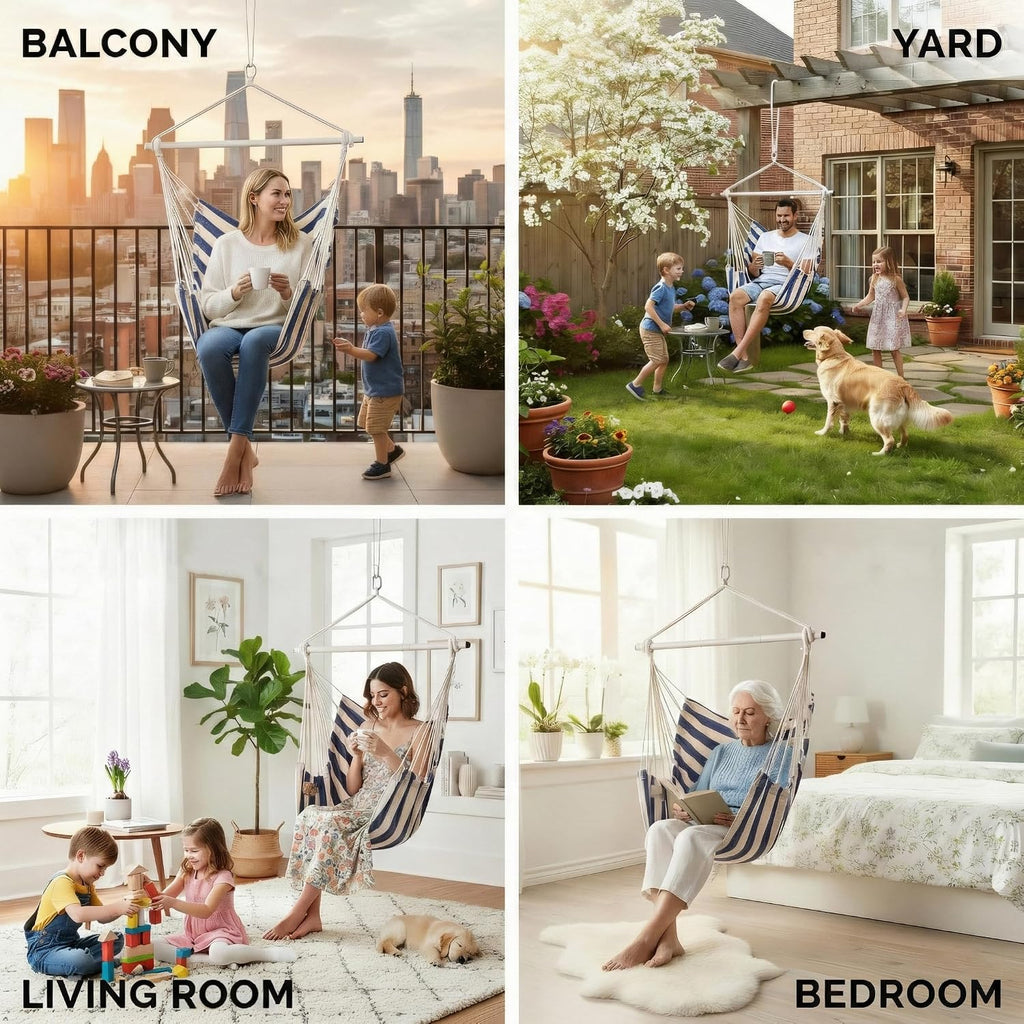 ADVOKAIR Hammock Chair Swing 500lbs Steel Bar Multi-Size Bedroom&Porch