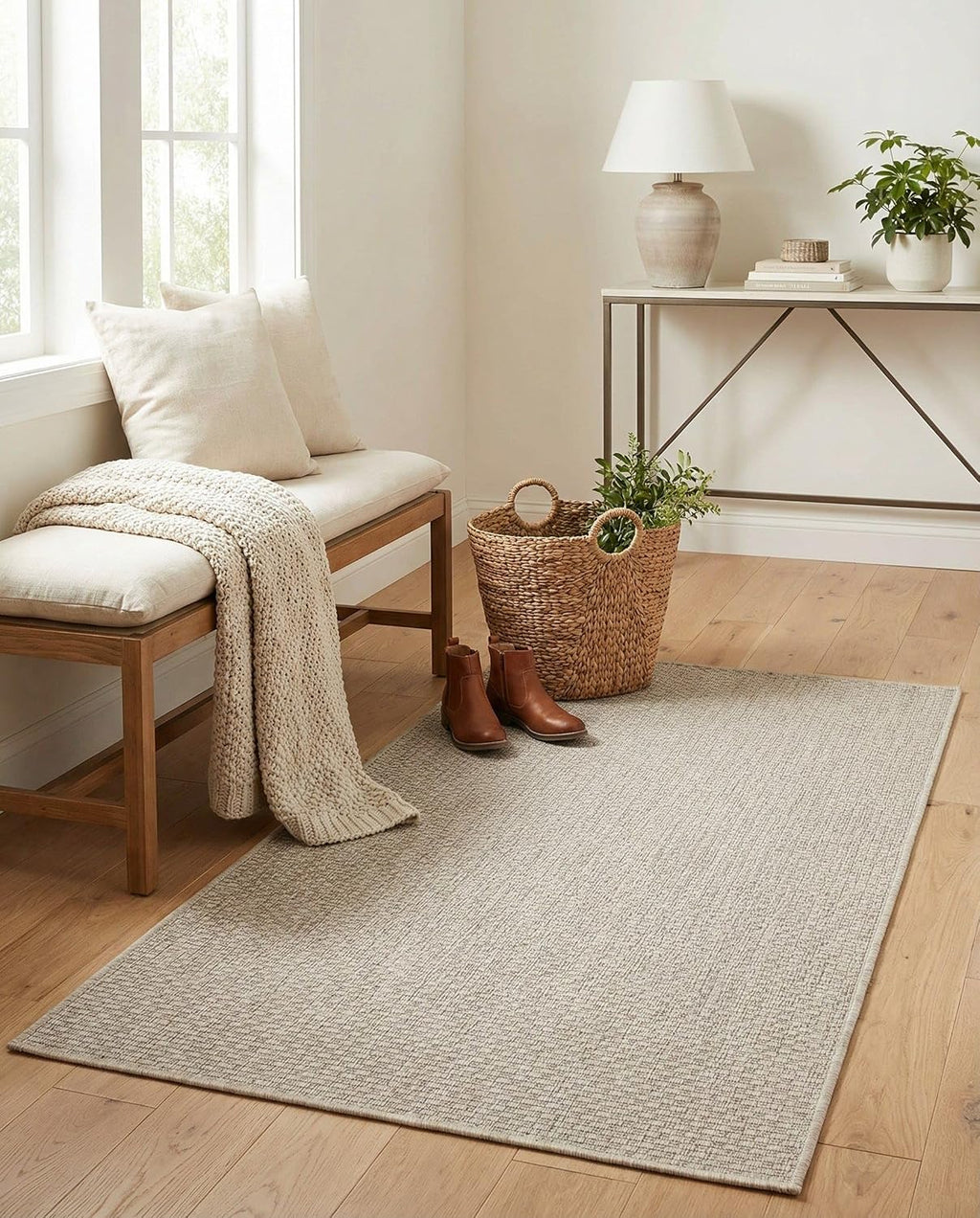 Rugs.com - Outdoor Solid Rug – 3' 1 x 5' 3 Light Gray Indoor/Outdoor Rug – Washable and Stain-Resistant, Perfect for Patios, Decks, and Porches