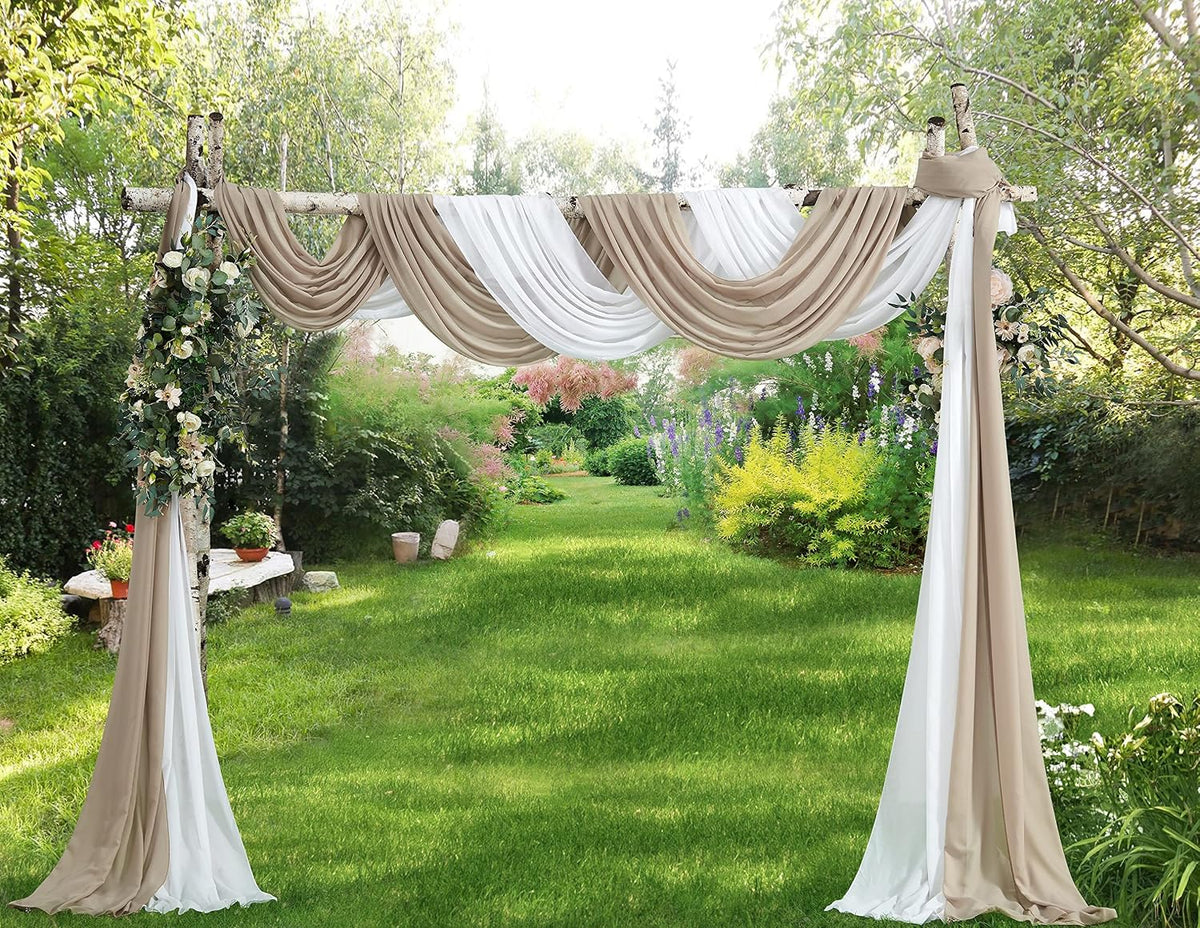 Warm Home Designs 2 216 Inch Chiffon Window Scarves. CHS White & Nude 216