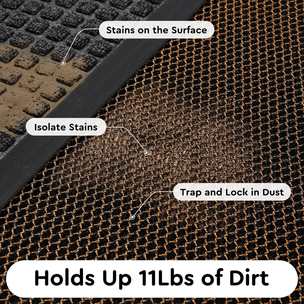 Front Door-Mat Outside Entrance 24"x36" Doormat Non Slip Dirt Trapper Brown