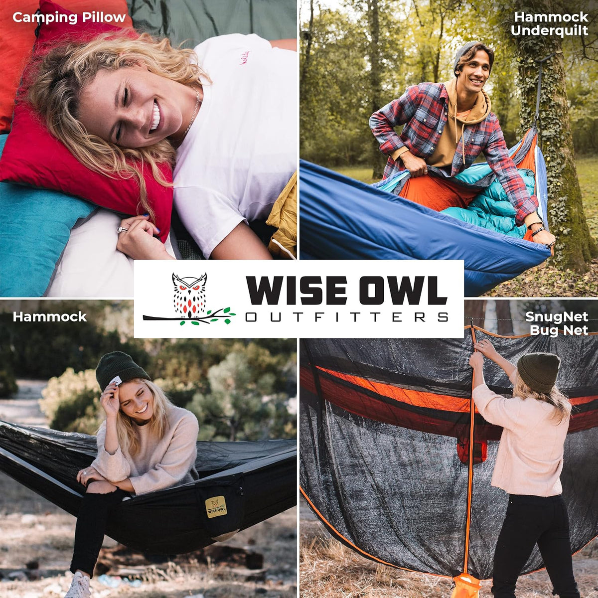 Wise Owl Outfitters Hammock for Camping Double Hammocks Gear for The Outdoors Backpacking Survival or Travel - Portable Lightweight Parachute Nylon DO Charcoal & Red